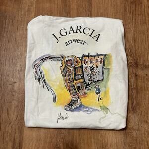 Vintage Jerry Garcia Grateful Dead Art T Shirt 90s Olympics Mens S White Band